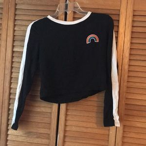 Long sleeve gay pride black crop top